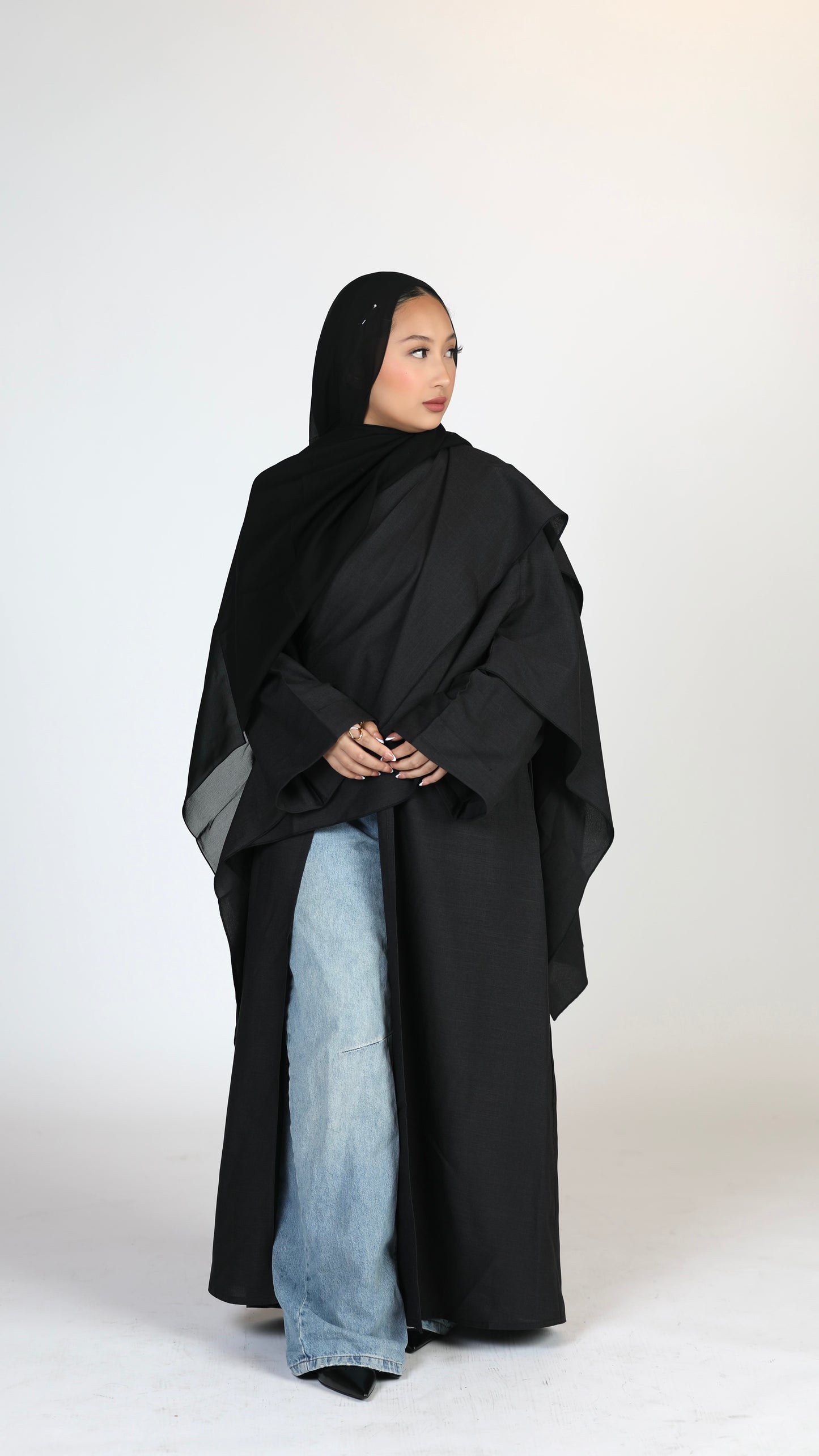 Linen cloak- black