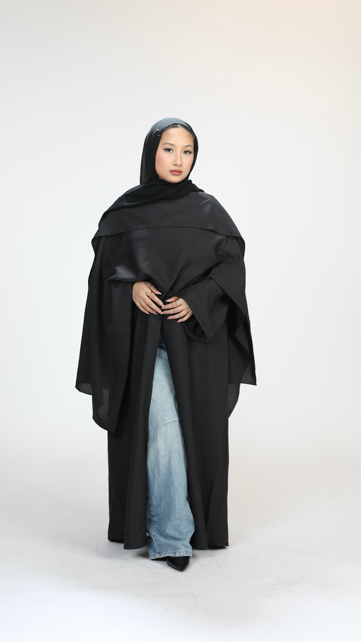 Linen cloak- black