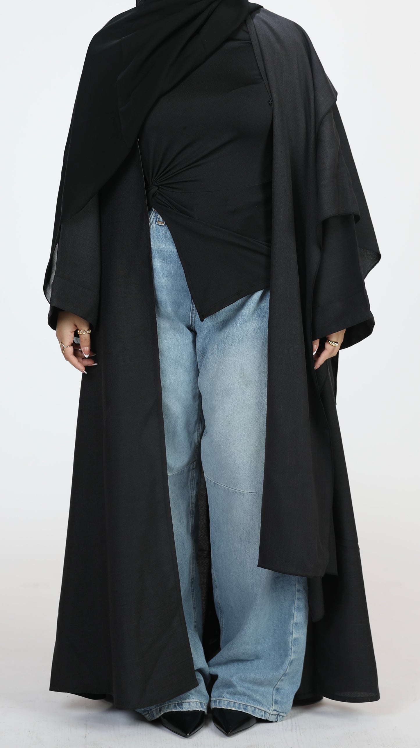Linen cloak- black