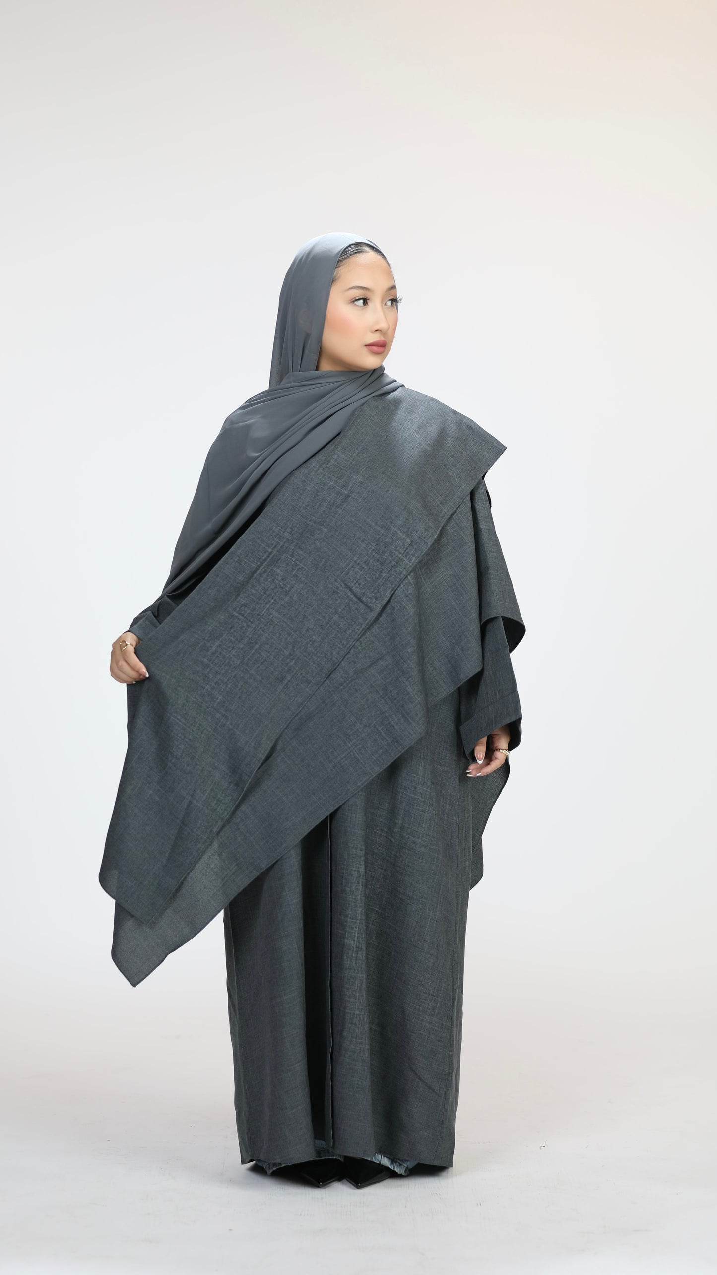 Linen cloak- denim grey