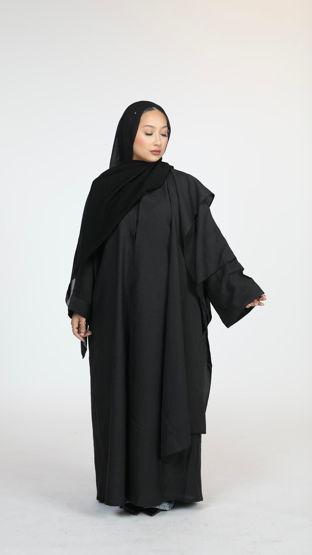 Linen cloak- black