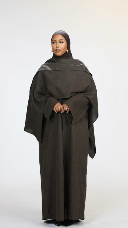 Linen cloak - dark brown