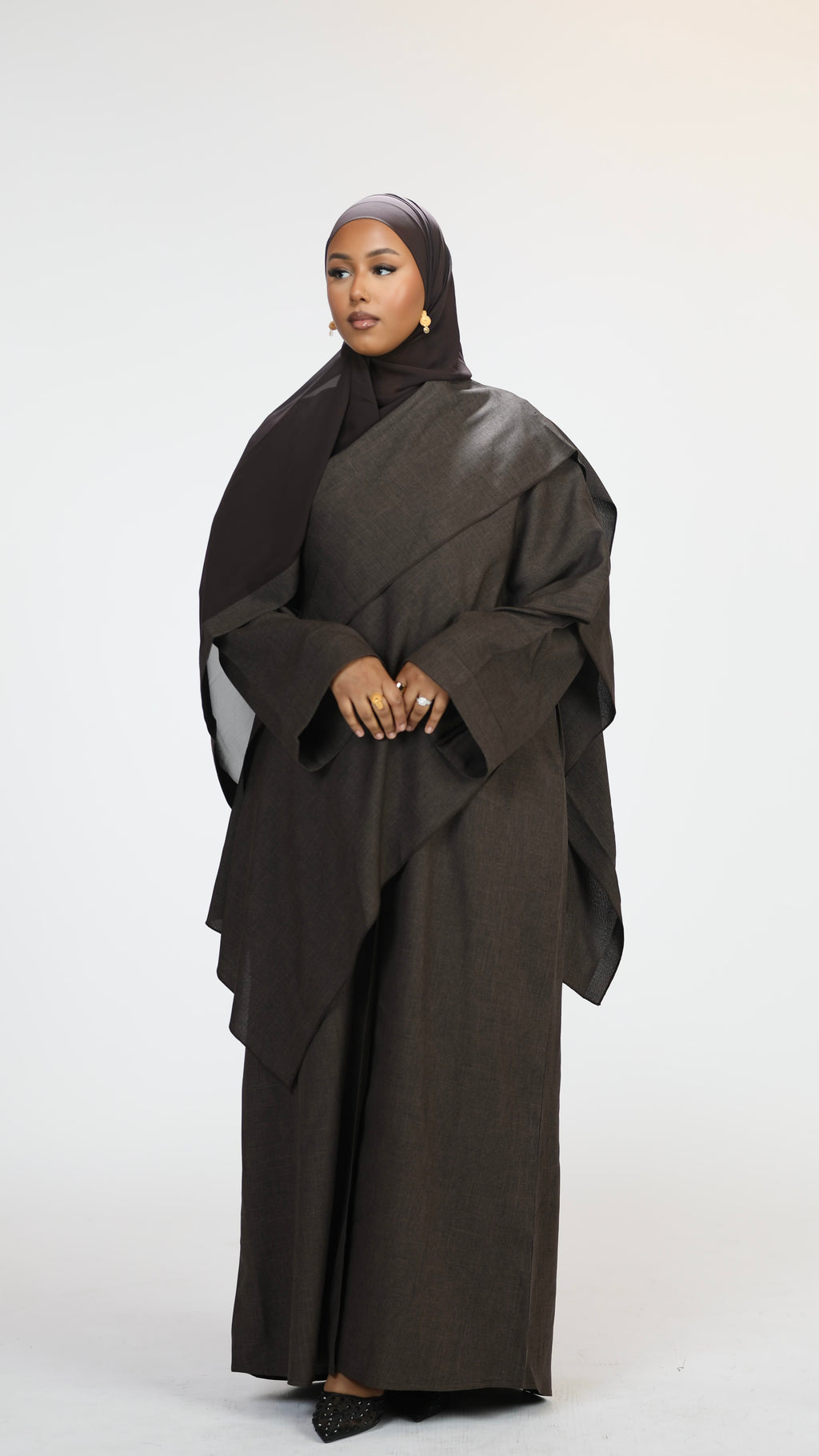 Linen cloak - dark brown