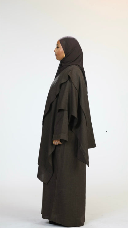 Linen cloak - dark brown