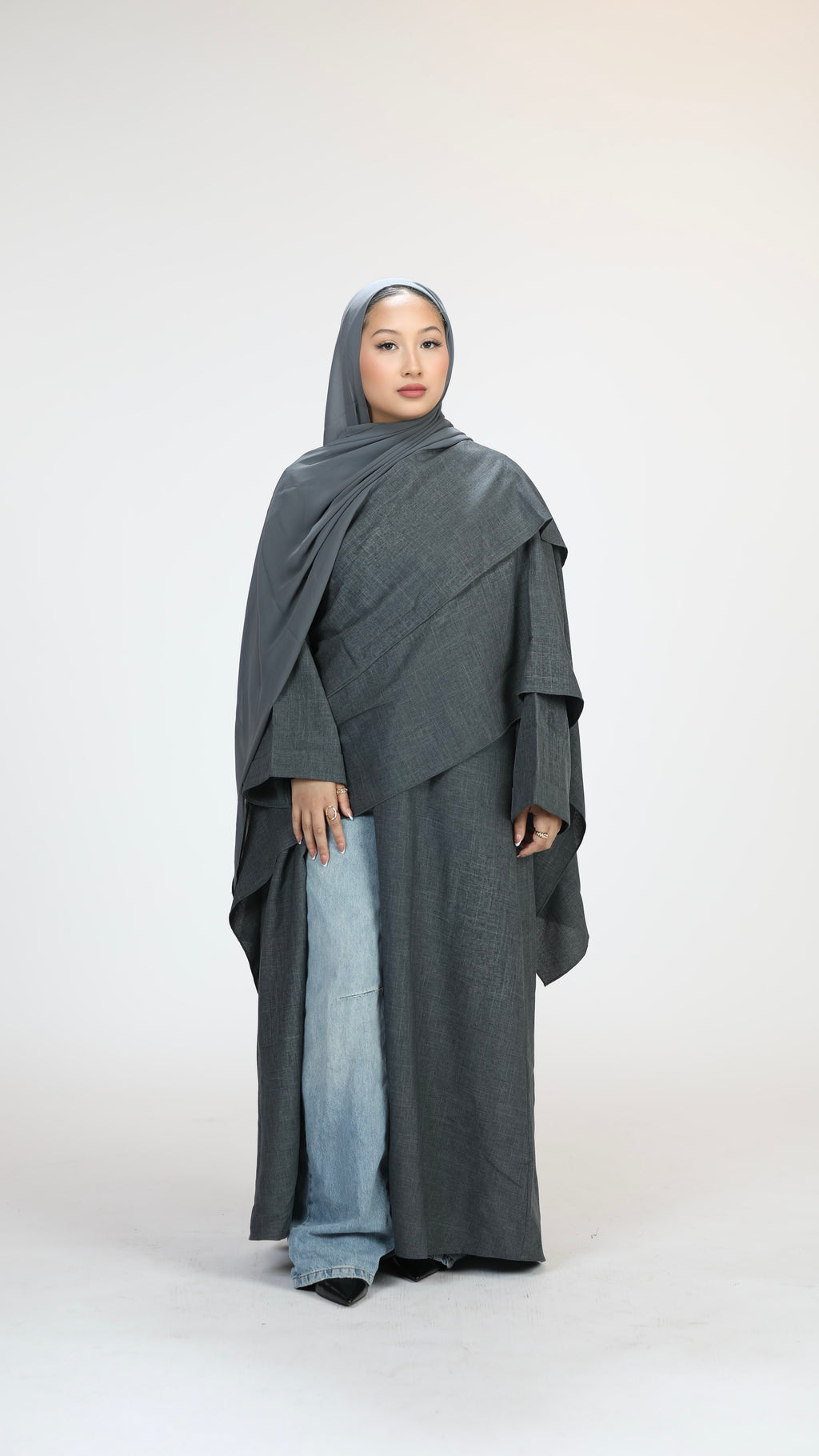 Linen cloak- denim grey